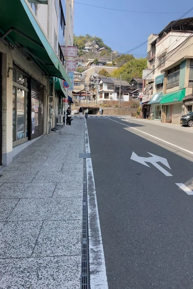 国道に向かう道