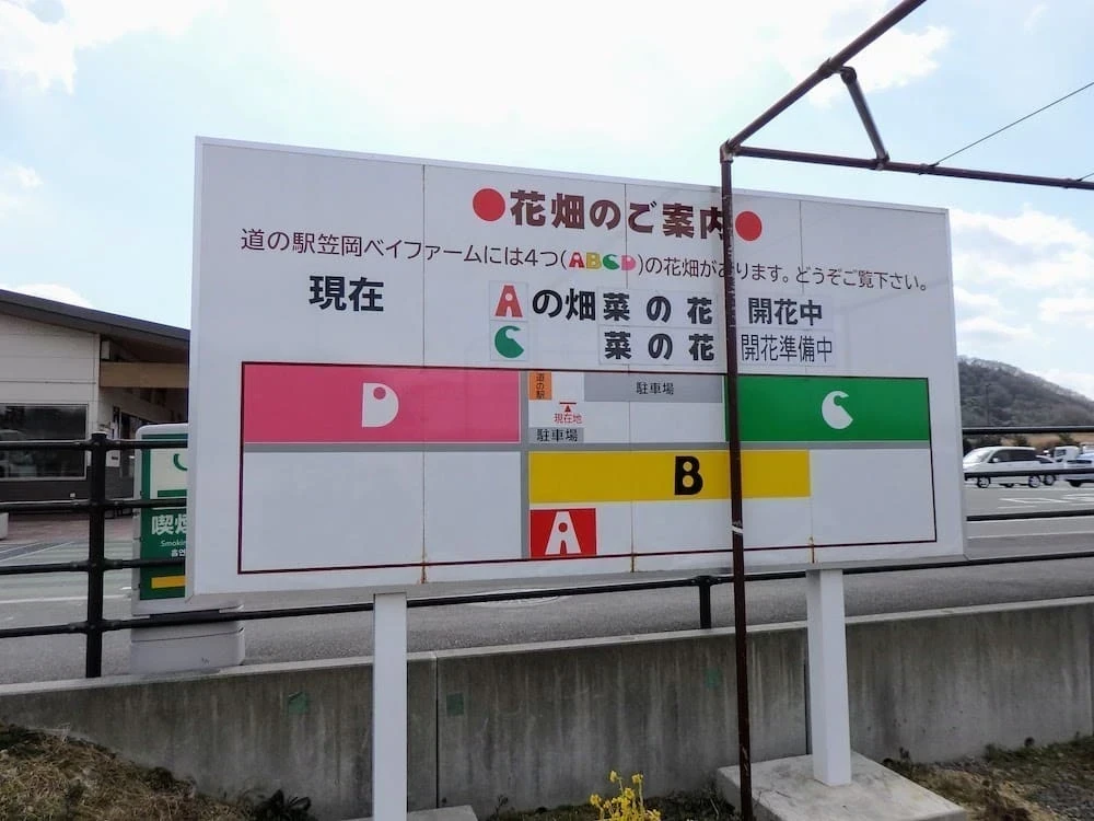 道の駅 笠岡ベイファームの花畑の位置