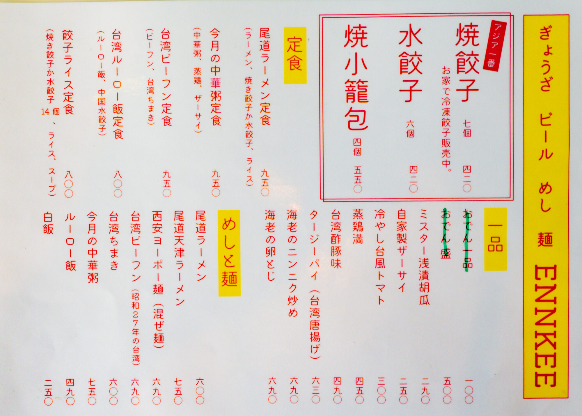 猿記(エンキー)：メニュー
