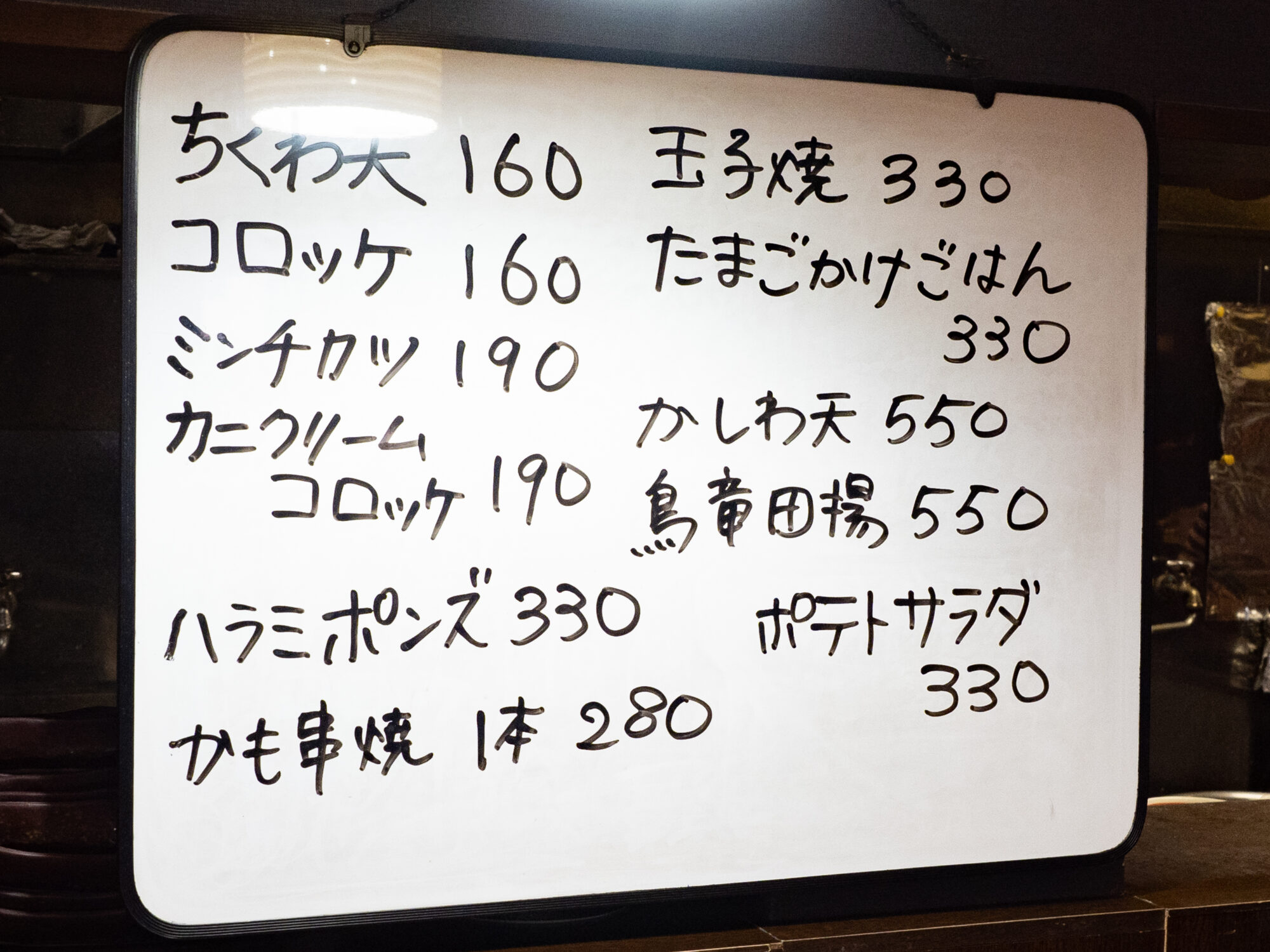 康平衛：メニュー