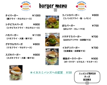 サニーバーガー：メニュー 8月更新